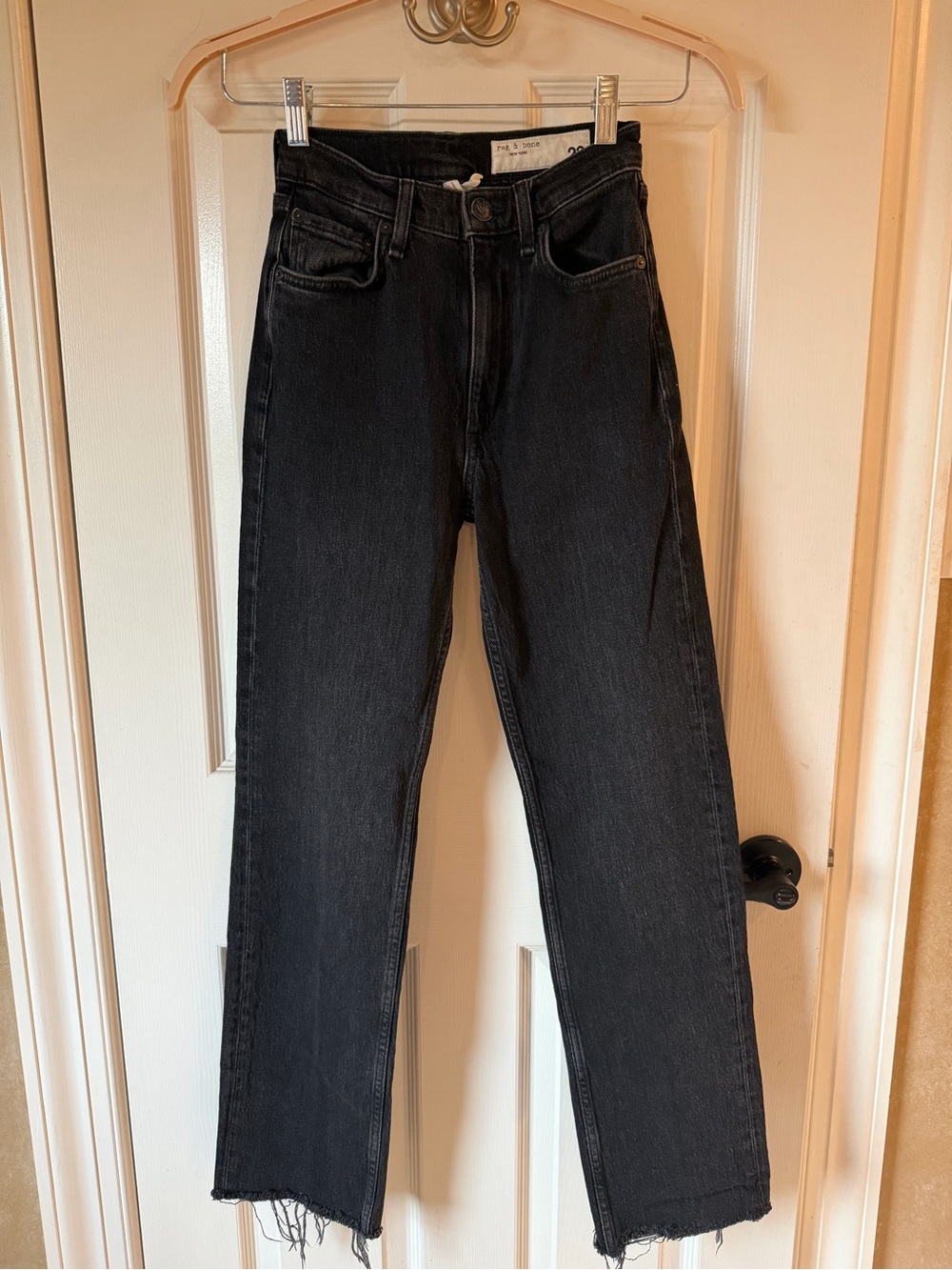 rag & bone Women’s Straight Leg Jeans in Washed Black